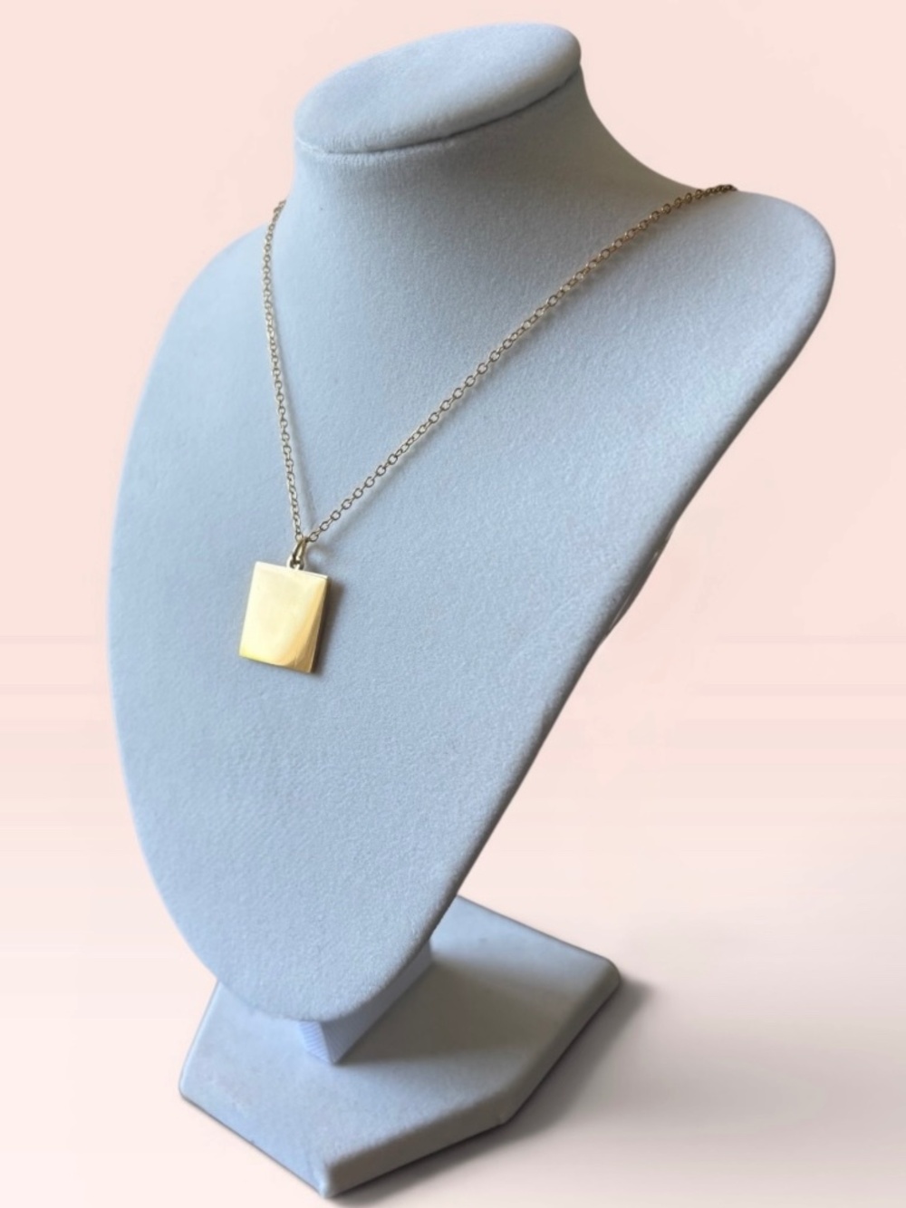 Plunder Gold Tone Necklace with Engraveable Square Pendant by Plunder Design